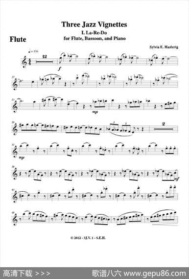 Threejazzvignettes（第一乐章）（长笛巴松钢琴三重奏）
