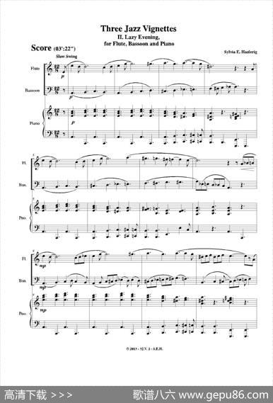 Threejazzvignettes（第二乐章）（长笛巴松钢琴三重奏）