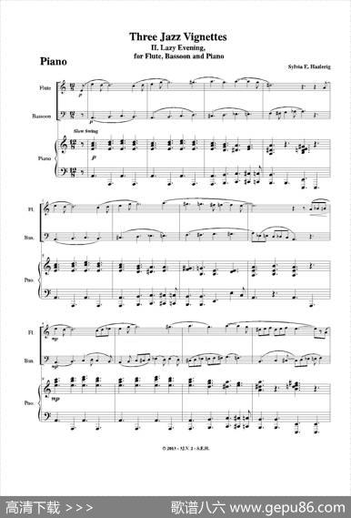 Threejazzvignettes（第二乐章）（长笛巴松钢琴三重奏）