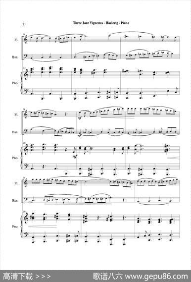 Threejazzvignettes（第二乐章）（长笛巴松钢琴三重奏）