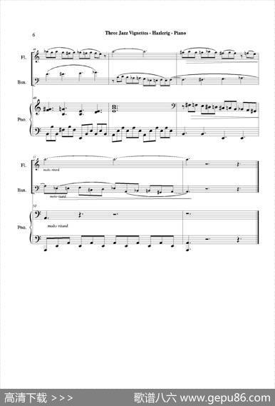 Threejazzvignettes（第二乐章）（长笛巴松钢琴三重奏）