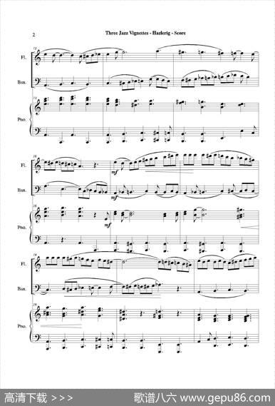 Threejazzvignettes（第二乐章）（长笛巴松钢琴三重奏）
