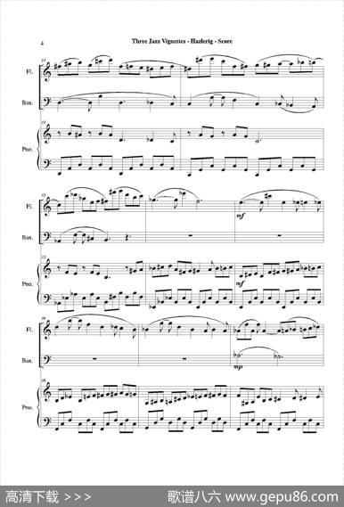 Threejazzvignettes（第二乐章）（长笛巴松钢琴三重奏）