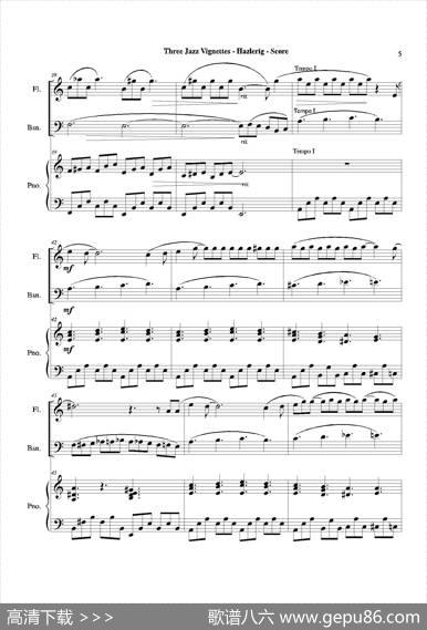 Threejazzvignettes（第二乐章）（长笛巴松钢琴三重奏）