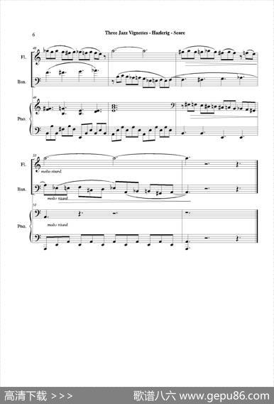 Threejazzvignettes（第二乐章）（长笛巴松钢琴三重奏）