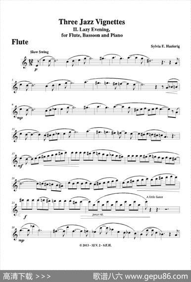 Threejazzvignettes（第二乐章）（长笛巴松钢琴三重奏）