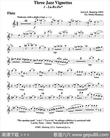 Threejazzvignettes（第一乐章）（三重奏长笛分谱）