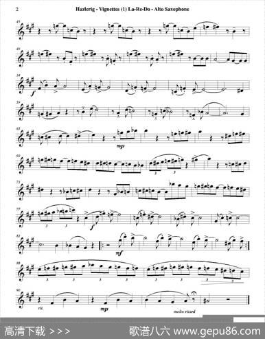 Threejazzvignettes（第一乐章）（三重奏中音萨克斯分谱）