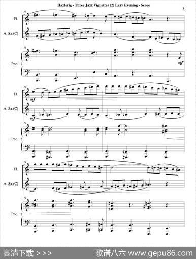 Threejazzvignettes（第二乐章）（长笛中萨钢琴三重奏总谱）