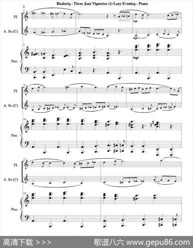 Threejazzvignettes（第二乐章）（三重奏钢琴分谱）