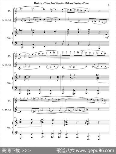 Threejazzvignettes（第二乐章）（三重奏钢琴分谱）