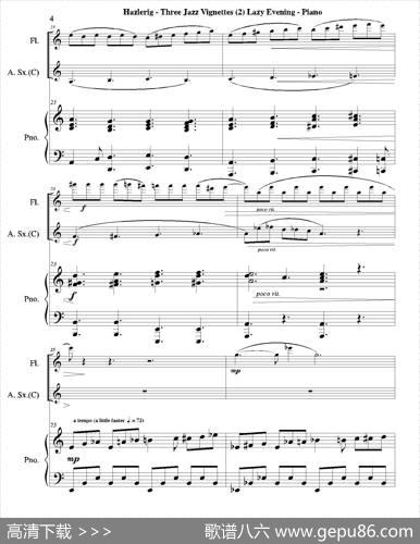 Threejazzvignettes（第二乐章）（三重奏钢琴分谱）