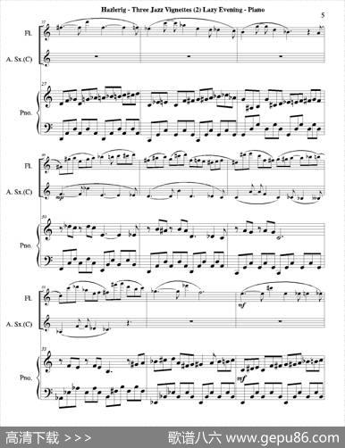 Threejazzvignettes（第二乐章）（三重奏钢琴分谱）
