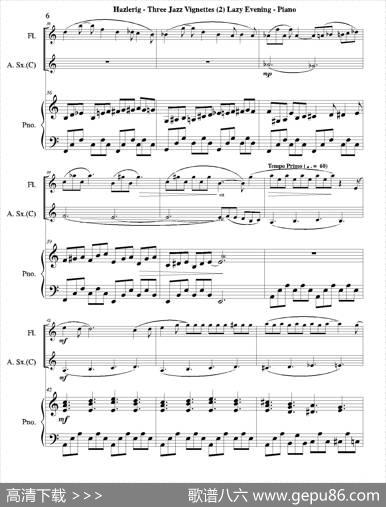 Threejazzvignettes（第二乐章）（三重奏钢琴分谱）