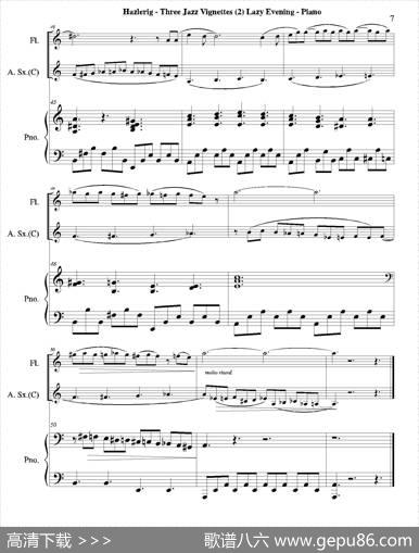 Threejazzvignettes（第二乐章）（三重奏钢琴分谱）