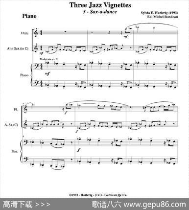 Threejazzvignettes（第三乐章）（三重奏钢琴分谱）