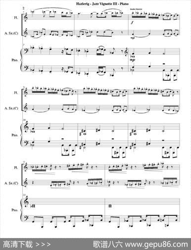 Threejazzvignettes（第三乐章）（三重奏钢琴分谱）