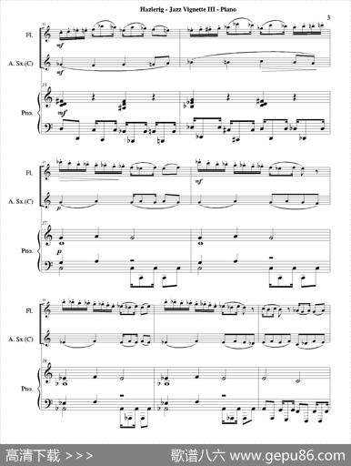 Threejazzvignettes（第三乐章）（三重奏钢琴分谱）