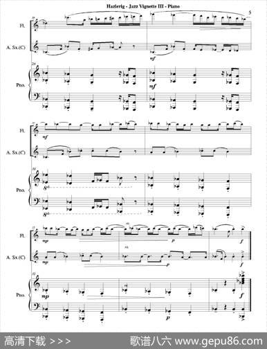 Threejazzvignettes（第三乐章）（三重奏钢琴分谱）