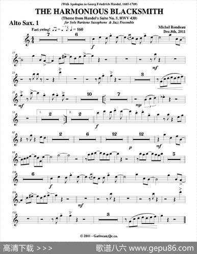 THEHARMONIOUSBLACKSMITH（第一中音萨克斯分谱）