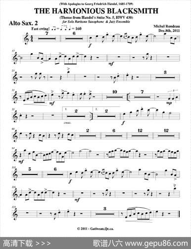 THEHARMONIOUSBLACKSMITH（第二中音萨克斯分谱）
