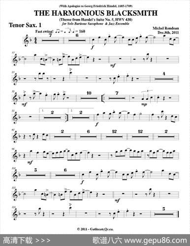 THEHARMONIOUSBLACKSMITH（第一次中音萨克斯分谱）