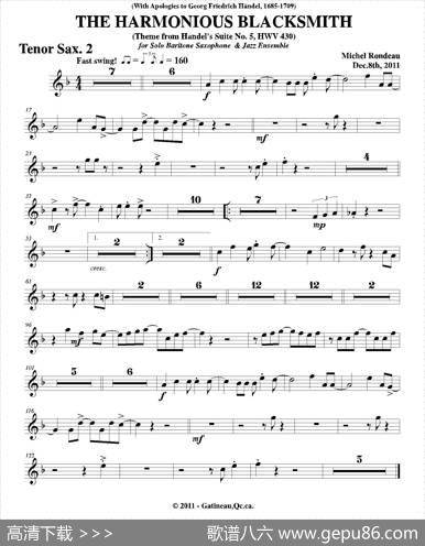 THEHARMONIOUSBLACKSMITH（第二次中音萨克斯分谱）