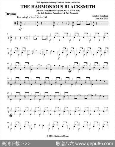 THEHARMONIOUSBLACKSMITH（爵士鼓分谱）