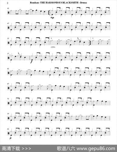 THEHARMONIOUSBLACKSMITH（爵士鼓分谱）