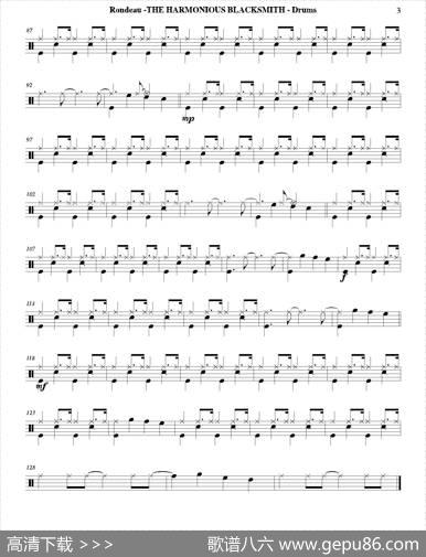 THEHARMONIOUSBLACKSMITH（爵士鼓分谱）