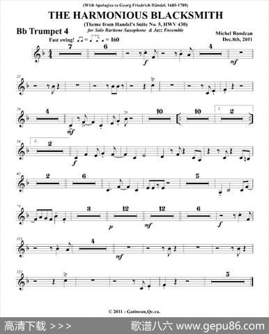 THEHARMONIOUSBLACKSMITH（第四降B小号分谱）
