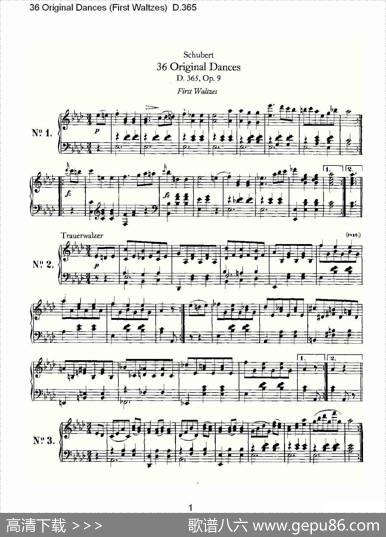 36OriginalDances（FirstWaltzes)D.36）