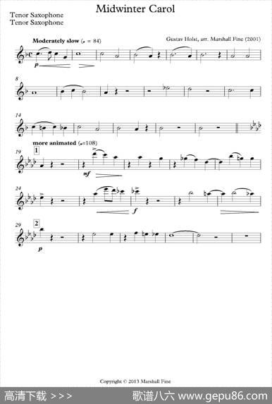 MidwinterCarol（四重奏分谱）
