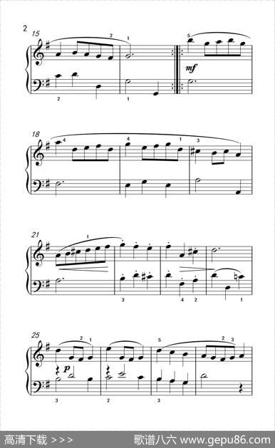 小步舞曲（二）（老年大学钢琴教程2）|[德]巴赫