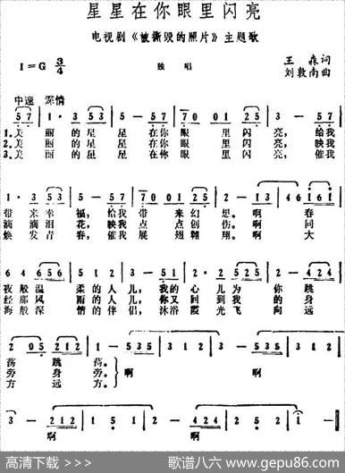 星星在你眼里闪亮（电视剧《被撕毁的照片》主题歌） - 王森|刘敦南