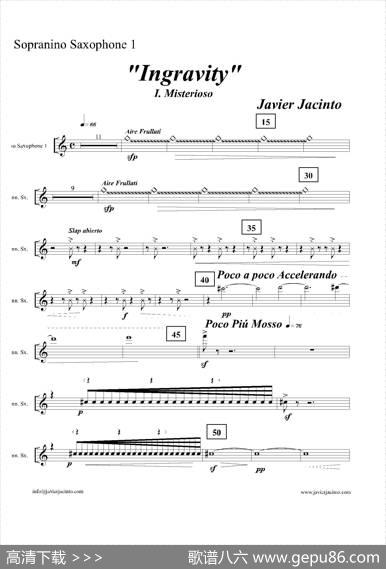 Ingravity（第一乐章）（第一高音萨克斯分谱）|JavierJacinto