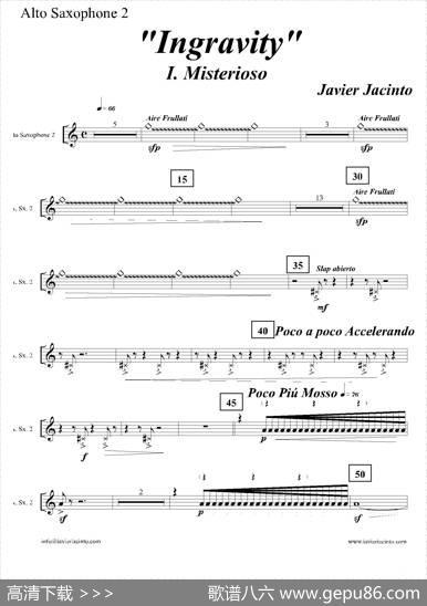 Ingravity（第一乐章）（第二中音萨克斯分谱）|JavierJacinto