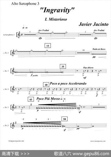 Ingravity（第一乐章）（第三中音萨克斯分谱）|JavierJacinto