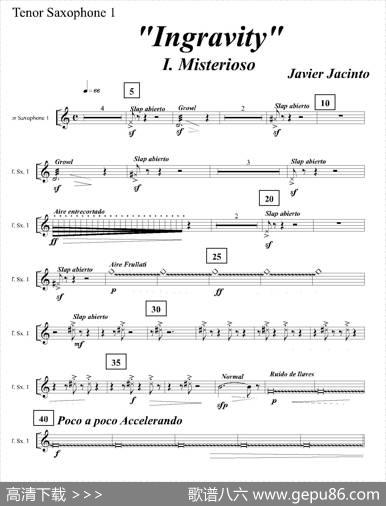 Ingravity（第一乐章）（第一次中音萨克斯分谱）|JavierJacinto