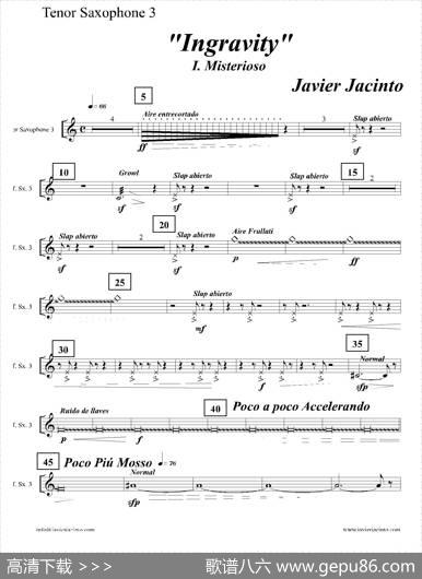 Ingravity（第一乐章）（第三次中音萨克斯分谱）|JavierJacinto