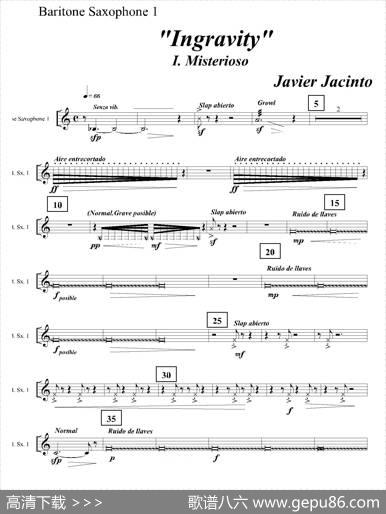 Ingravity（第一乐章）（第一上低音萨克斯分谱）|JavierJacinto