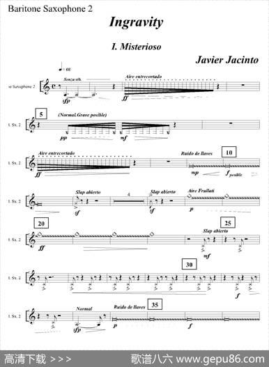 Ingravity（第一乐章）（第二上低音萨克斯分谱）|JavierJacinto
