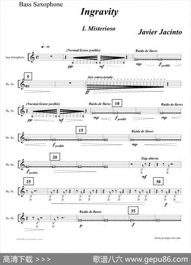 Ingravity（第一乐章）（低音萨克斯分谱）|JavierJacinto