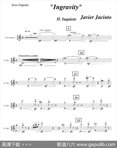 Ingravity（第一乐章）（Saxo萨克斯分谱）|JavierJacinto