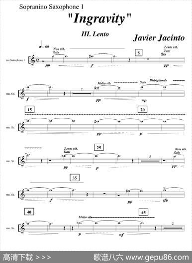 Ingravity（第三乐章）（第一高音萨克斯分谱）|JavierJacinto