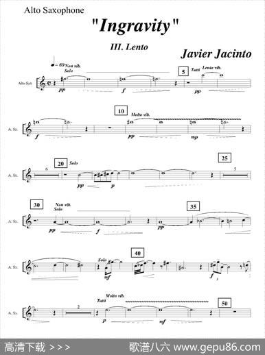 Ingravity（第三乐章）（中音萨克斯分谱）|JavierJacinto