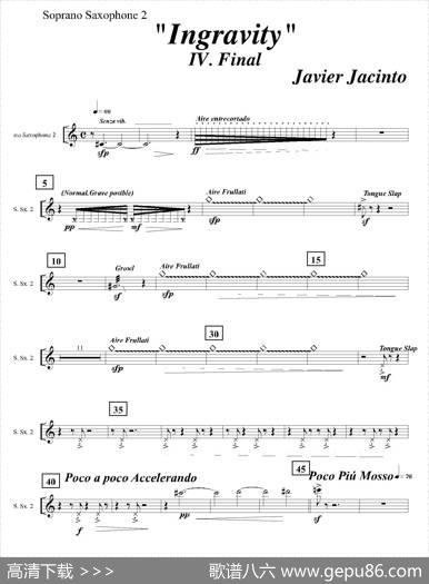 Ingravity（第四乐章）（第二高音萨克斯分谱）|JavierJacinto