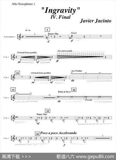 Ingravity（第四乐章）（第一中音萨克斯分谱）|JavierJacinto