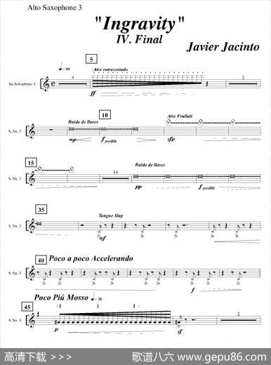 Ingravity（第四乐章）（第三中音萨克斯分谱）|JavierJacinto
