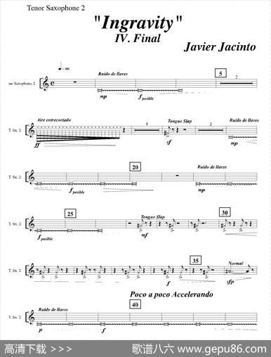 Ingravity（第四乐章）（第二次中音萨克斯分谱）|JavierJacinto